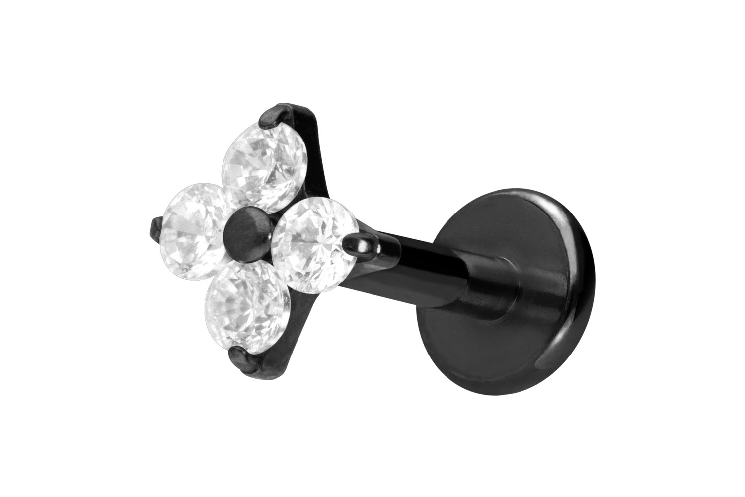 Titan Labret Piercing mit Innengewinde KRISTALLBLUME